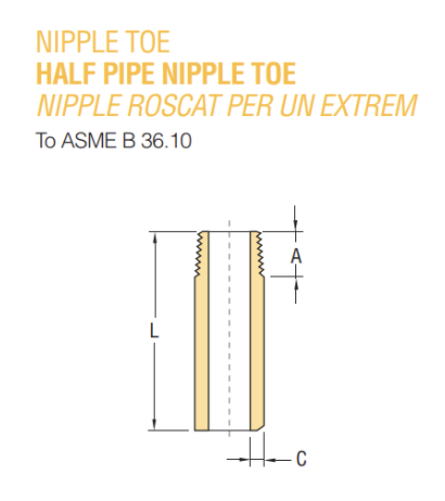 Image of the half pipe nipple toe