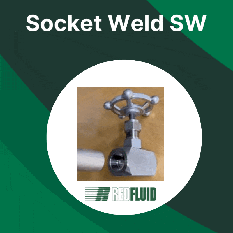 Shown is the socket weld (SW) being another welding method for pipes and fittings 