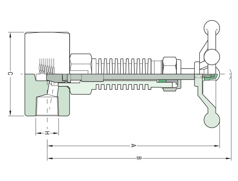 Image of a drawing of the needle valve that withstands high temperatures.