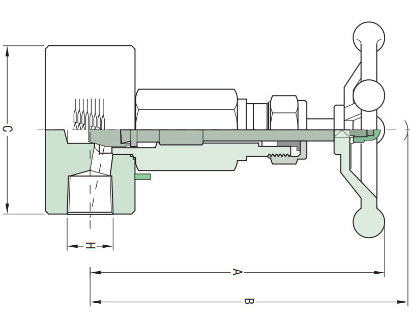 Image of a cryogenic needle valve drawing for low temperatures