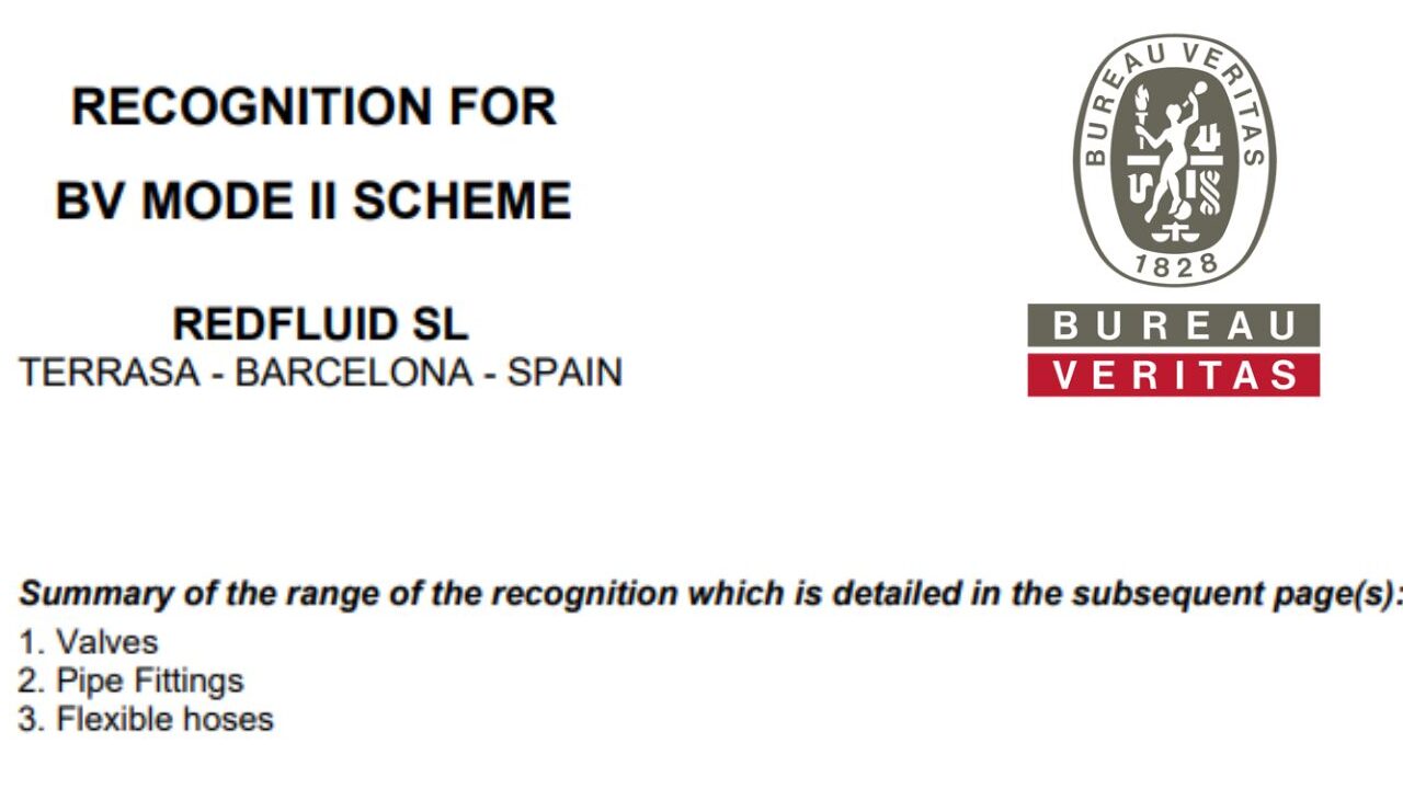 Certificación a Redfluid de BV Mode II Bureau Veritas